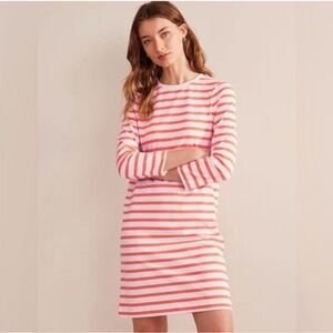Boden NWT Plus Size 20-22 Long Orange White Striped T-Shirt Dress